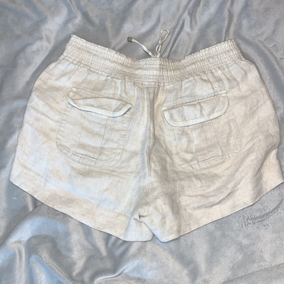 J crew size small Women's natural beige  Linen easy pull on shorts herringbone - Picture 3 of 9